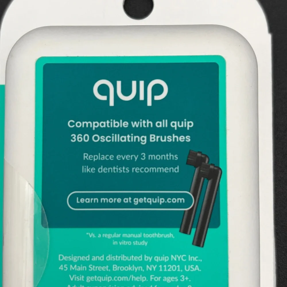 Quip 360 Oscillating Brush Head 2-Pack Black Soft Bristles Replacement 920-00277